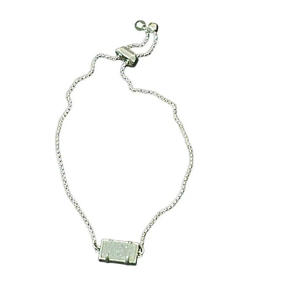 Kendra Scott Elaina Silver Adjustable Chain Bracelet in Iridescent Drusy